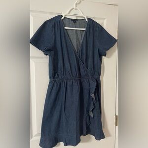 J Crew Mercantile Blue Chambray Dress Faux Wrap.  Size: Large.